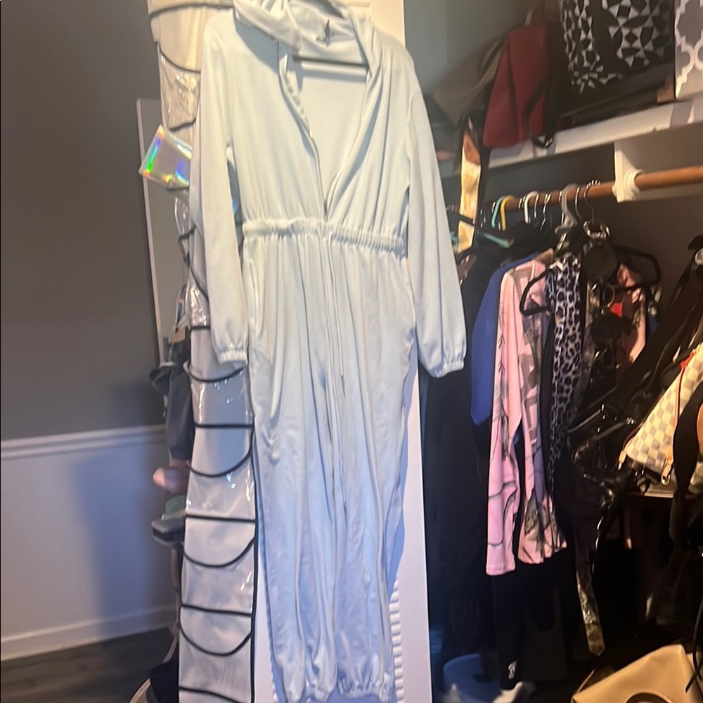 Light Blue Hooded Jumpsuit